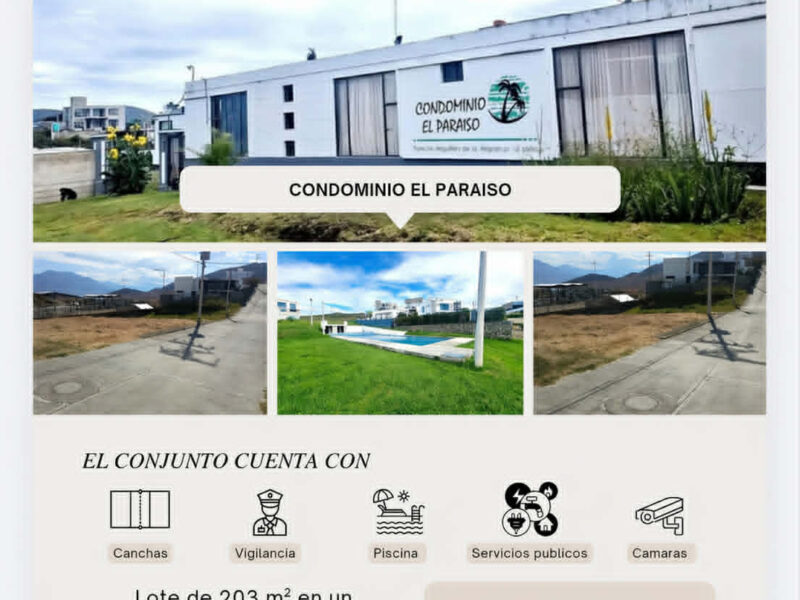 VENTA DE LOTE EN CHACHAGÜÍ CONDOMINIO EL PARAISO